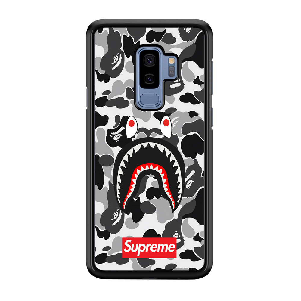 Bape Supreme Black Camo Samsung Galaxy S9 Plus Case-Rubber Black (2D Case)-Oxvistore