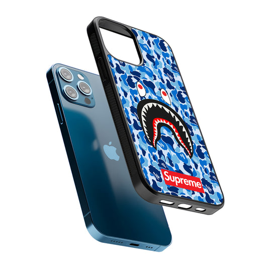 Bape Supreme Blue Camo 2D Rubber Phone Case-Oxvistore