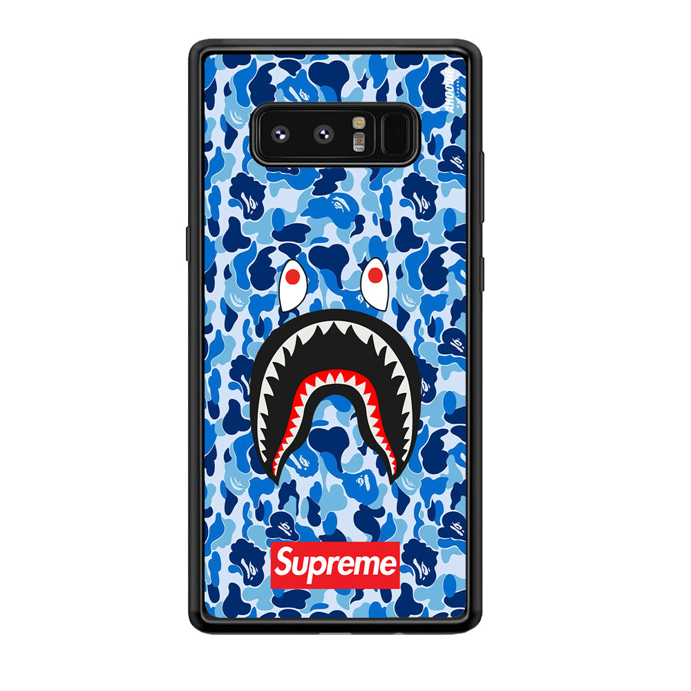 Bape Supreme Blue Camo Samsung Galaxy Note 8 Case-Rubber Black (2D Case)-Oxvistore