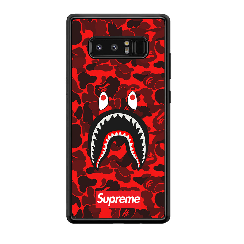 Bape Supreme Red Camo Samsung Galaxy Note 8 Case-Rubber Black (2D Case)-Oxvistore