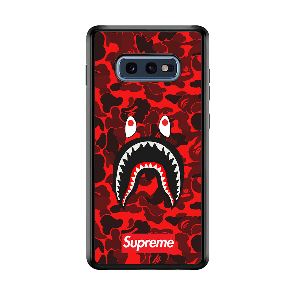 Bape Supreme Red Camo Samsung Galaxy S10E Case-Rubber Black (2D Case)-Oxvistore