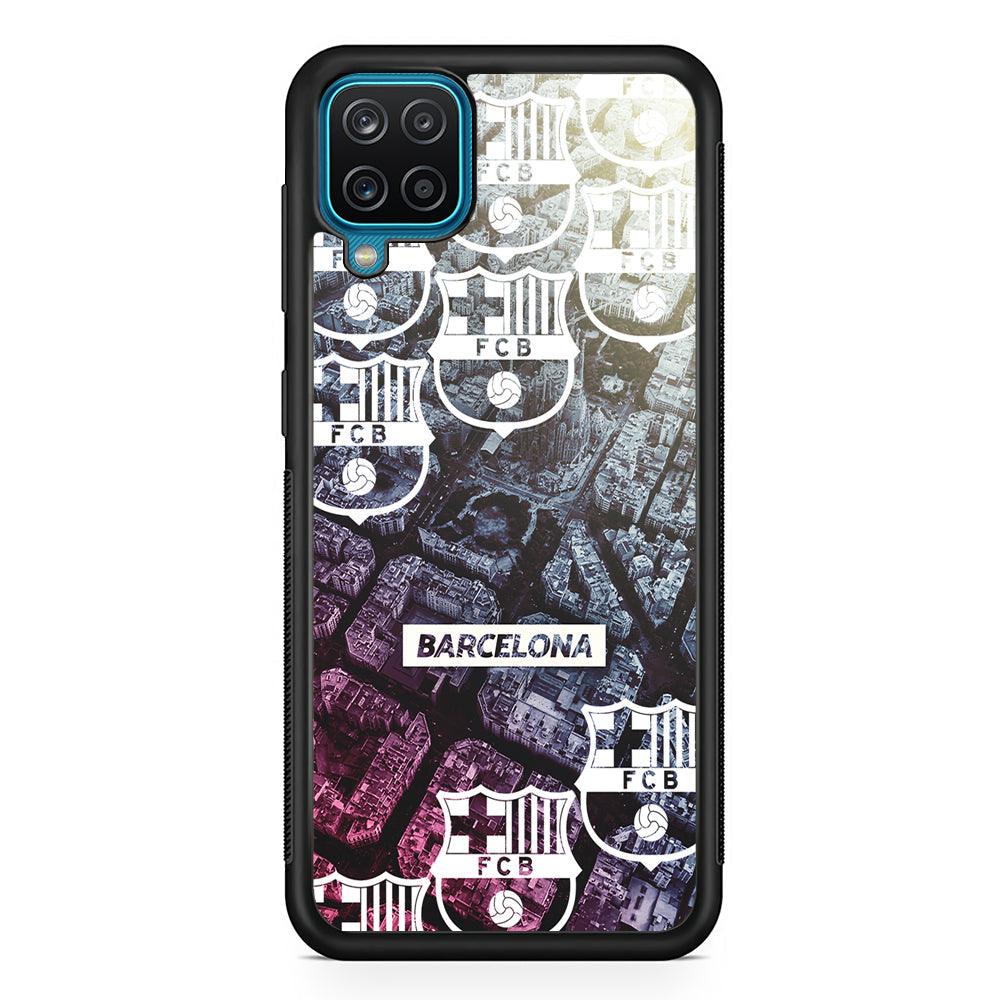 Barcelona FC Light from The City Samsung Galaxy A12 Case-Rubber Black (2D Case)-Oxvistore