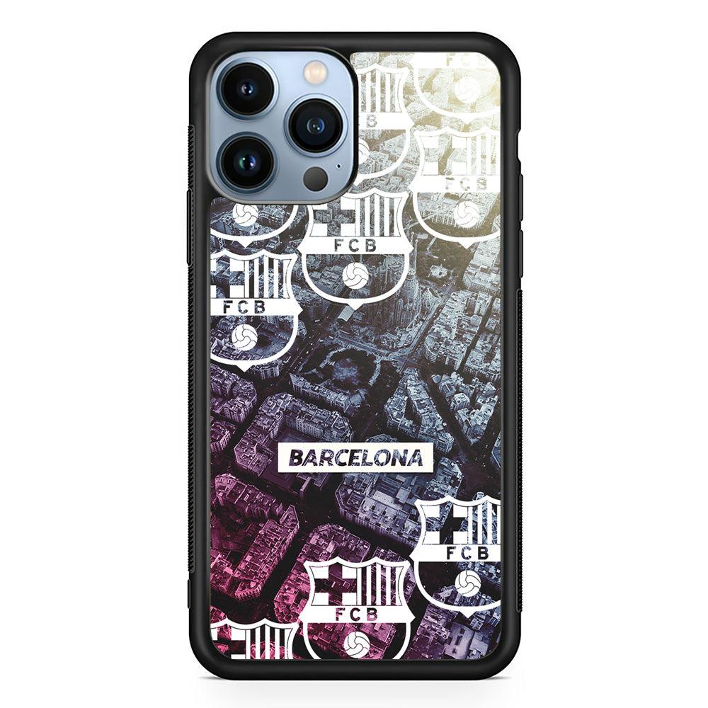 Barcelona FC Light from The City iPhone 14 Pro Max Case-Rubber Black (2D Case)-Oxvistore