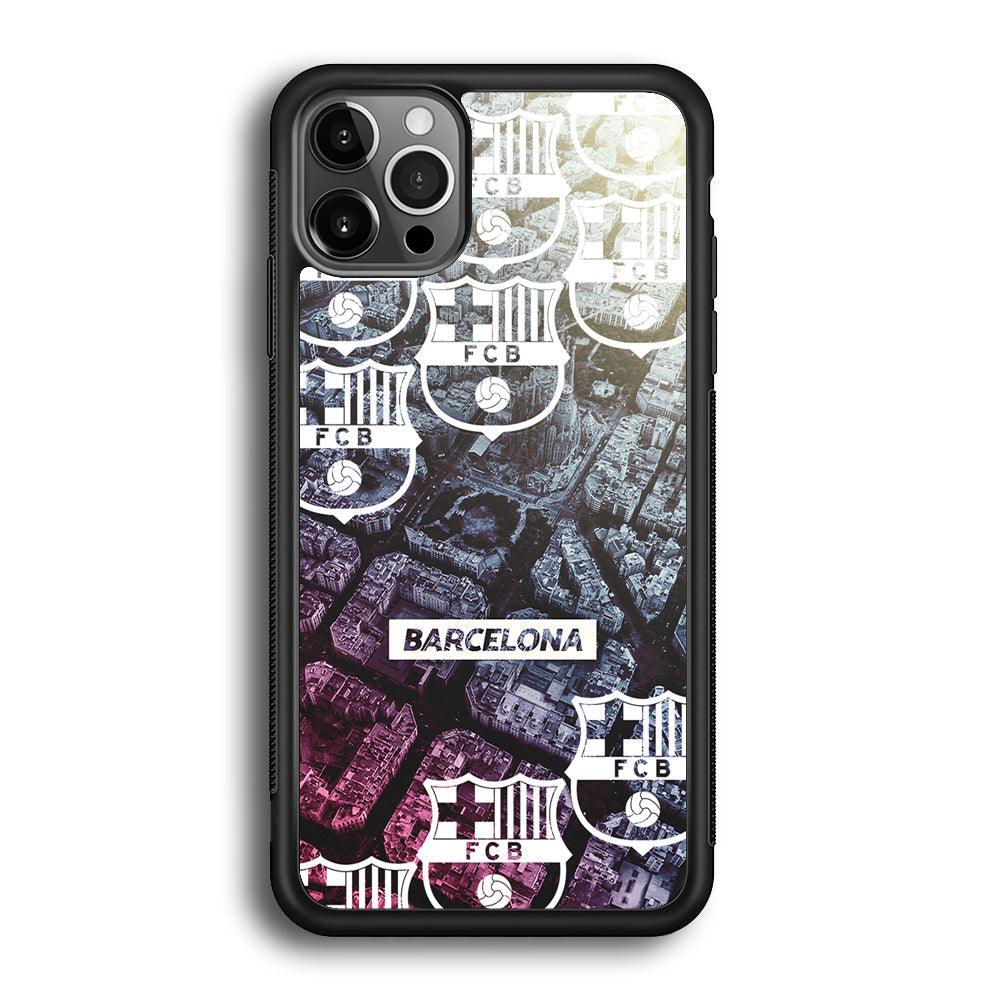 Barcelona FC Light from The City iPhone 12 Pro Max Case-Rubber Black (2D Case)-Oxvistore