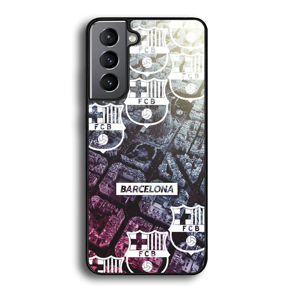 Barcelona FC Light from The City Samsung Galaxy S21 Case-Rubber Black (2D Case)-Oxvistore