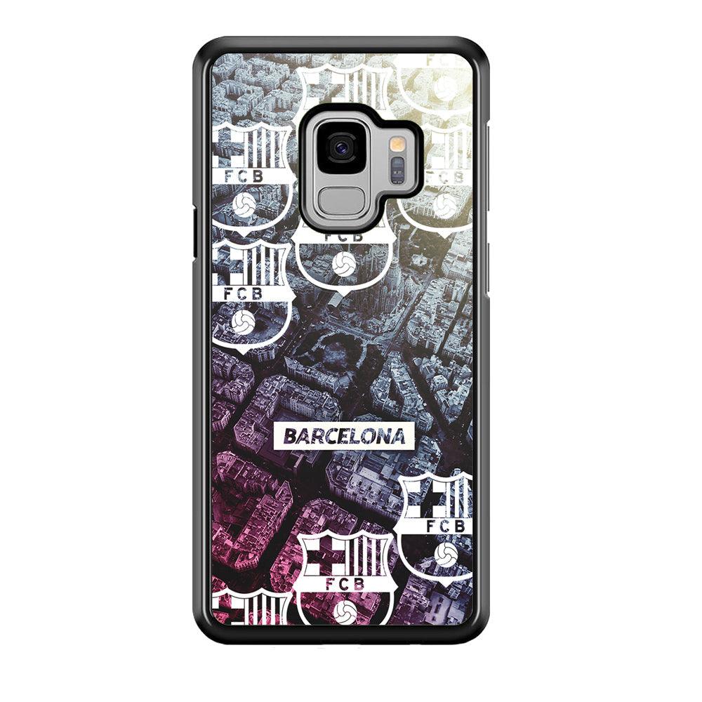 Barcelona FC Light from The City Samsung Galaxy S9 Case-Rubber Black (2D Case)-Oxvistore