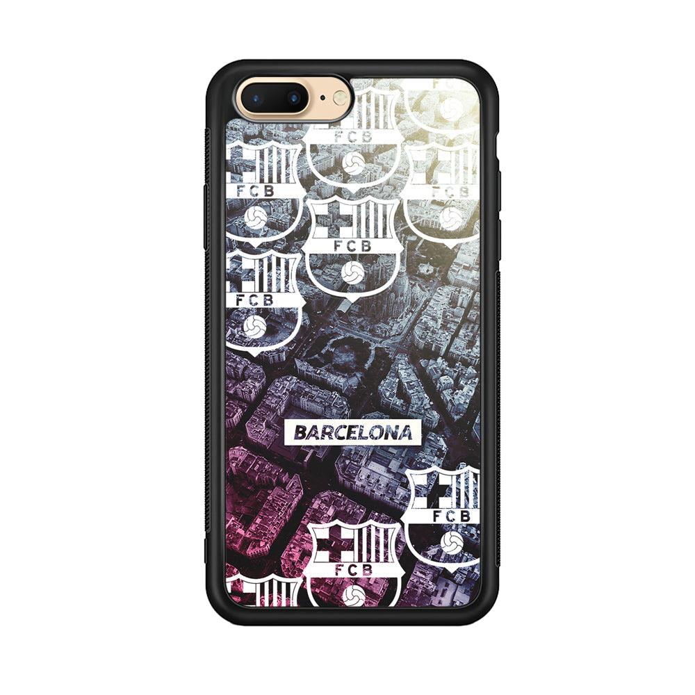 Barcelona FC Light from The City iPhone 8 Plus Case-Rubber Black (2D Case)-Oxvistore