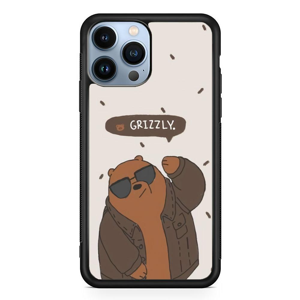 Bare Bears Grizzly iPhone 13 Pro Case-Rubber Black (2D Case)-Oxvistore