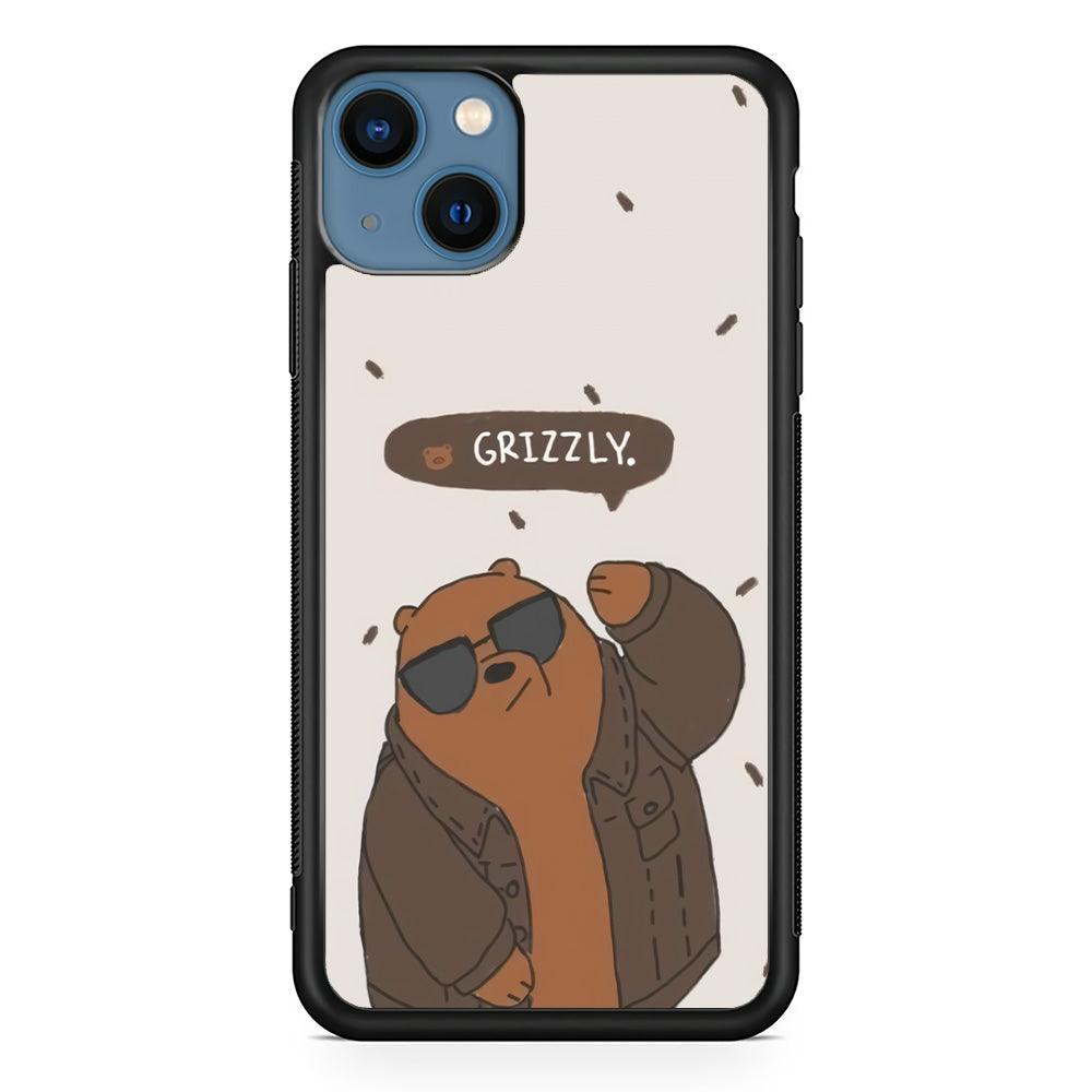 Bare Bears Grizzly iPhone 14 Case-Rubber Black (2D Case)-Oxvistore