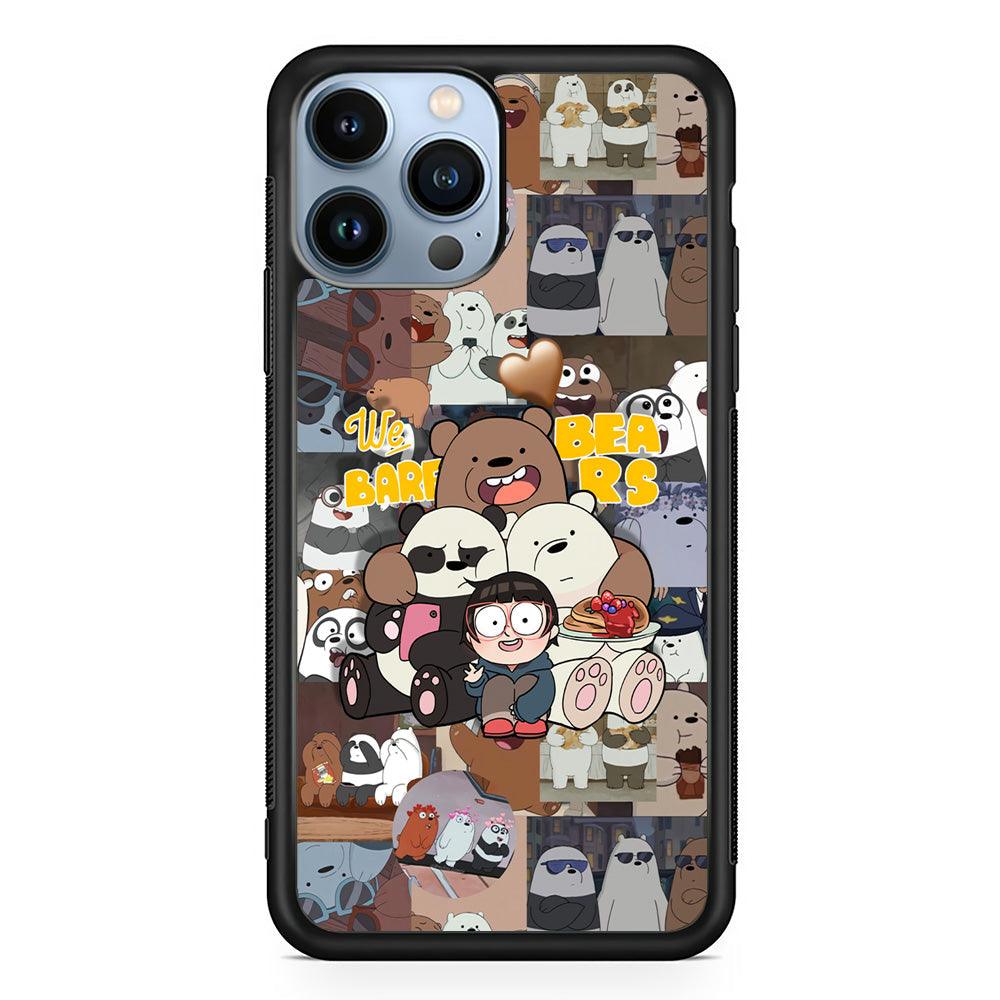Bare Bears One Love as Family iPhone 14 Pro Max Case-Rubber Black (2D Case)-Oxvistore
