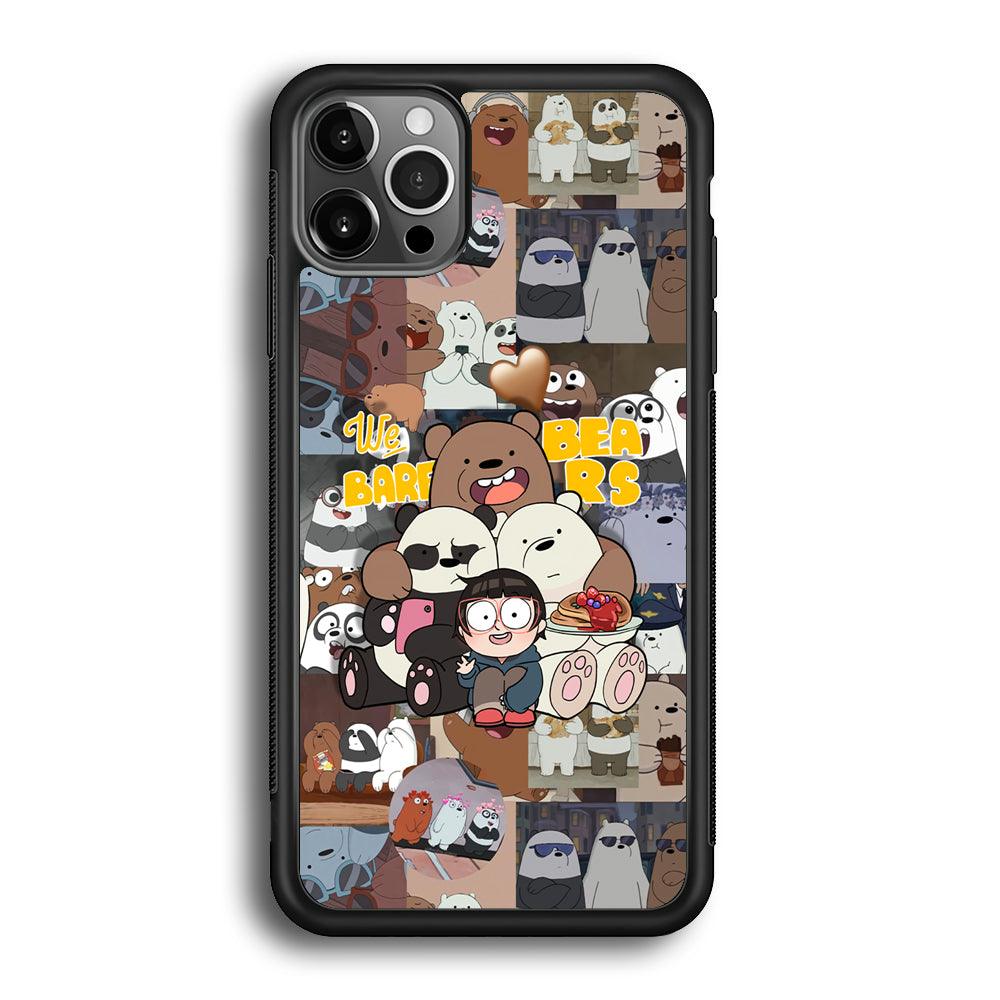 Bare Bears One Love as Family iPhone 12 Pro Case-Rubber Black (2D Case)-Oxvistore