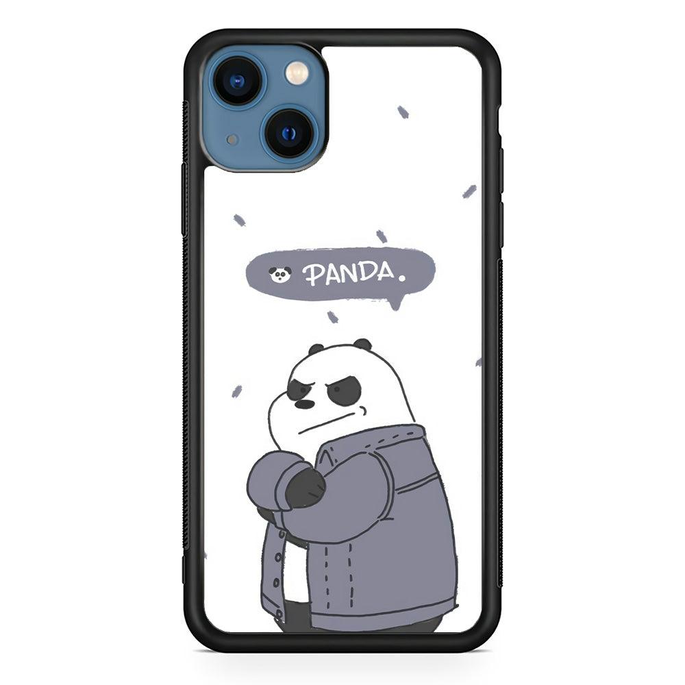 Bare Bears Panda iPhone 15 Case-Rubber White (2D Case)-Oxvistore