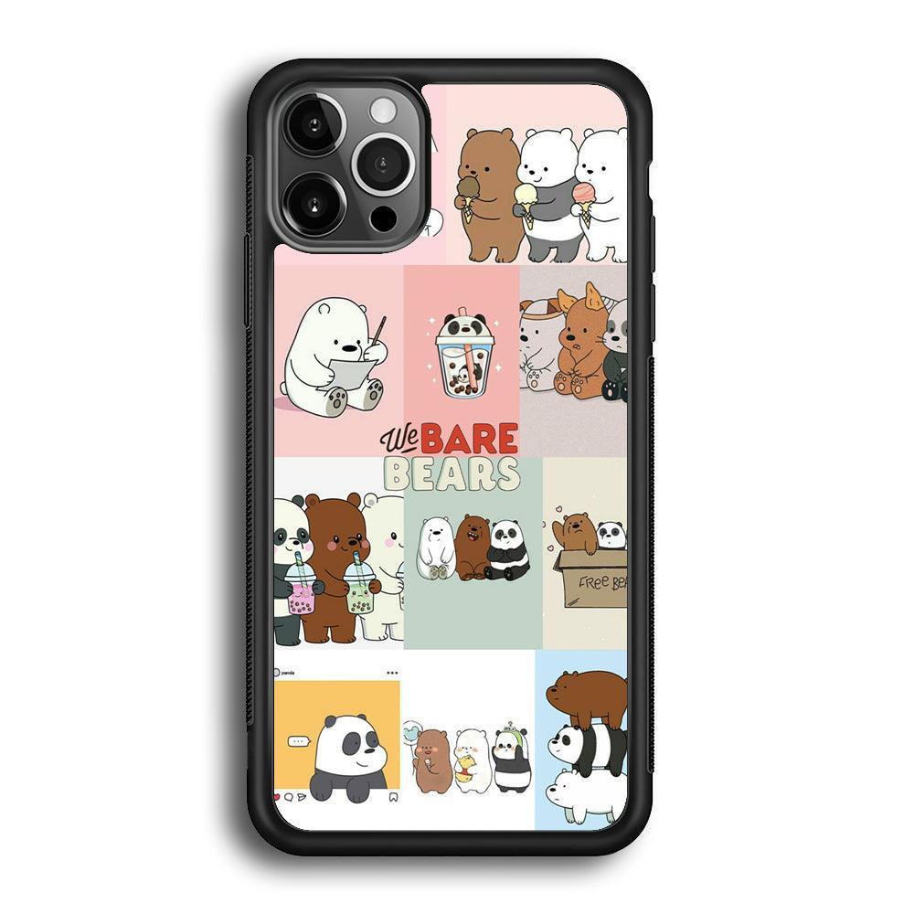Bare Bears Pleasure Take a Moment iPhone 12 Pro Max Case-Rubber Black (2D Case)-Oxvistore