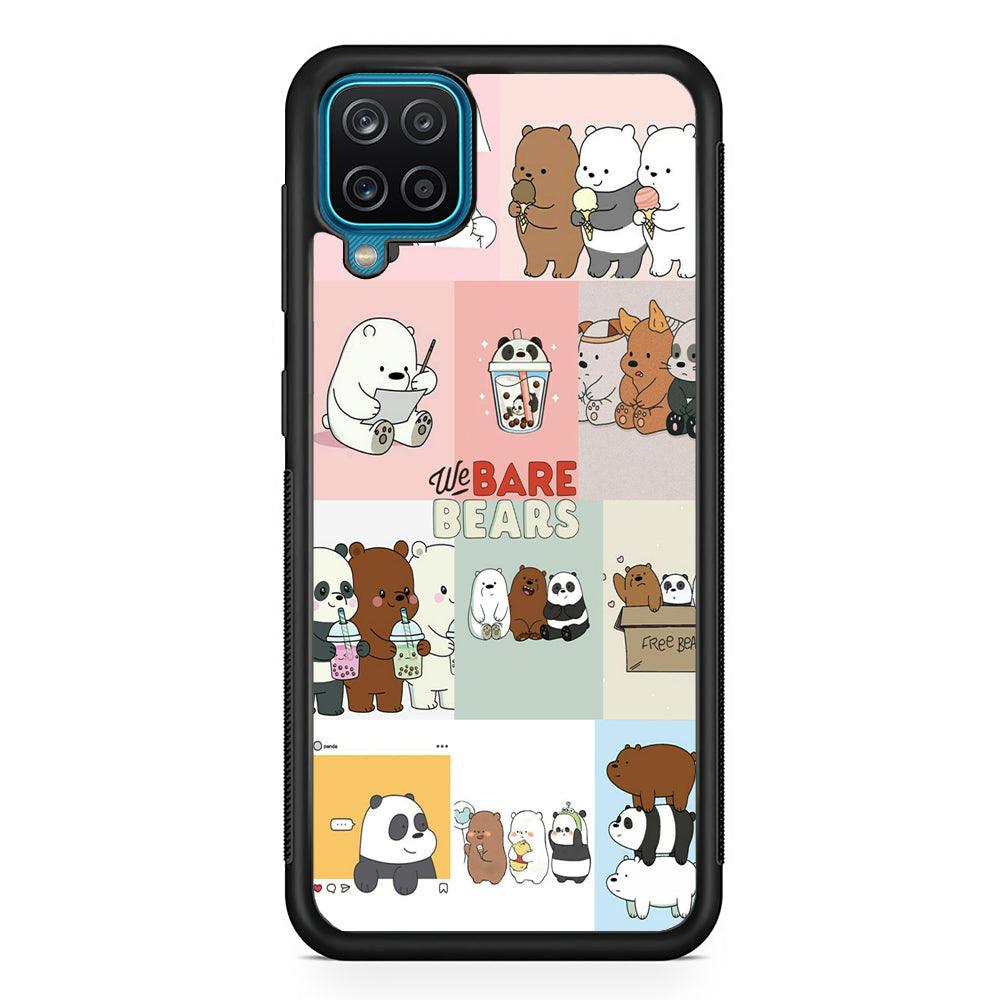 Bare Bears Pleasure Take a Moment Samsung Galaxy A12 Case-Rubber Black (2D Case)-Oxvistore