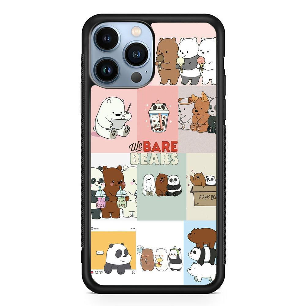 Bare Bears Pleasure Take a Moment iPhone 14 Pro Max Case-Rubber Black (2D Case)-Oxvistore