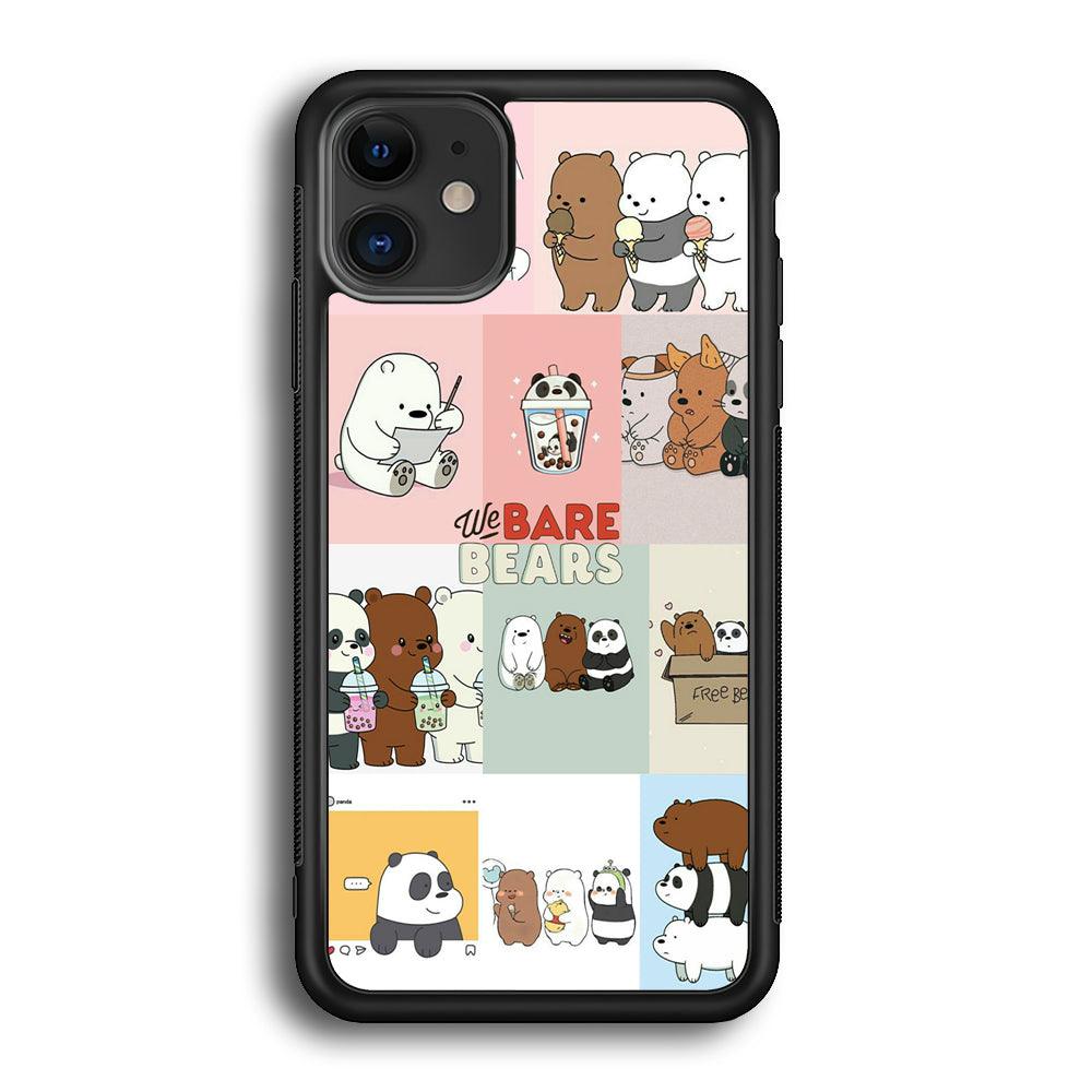 Bare Bears Pleasure Take a Moment iPhone 12 Case-Rubber Black (2D Case)-Oxvistore