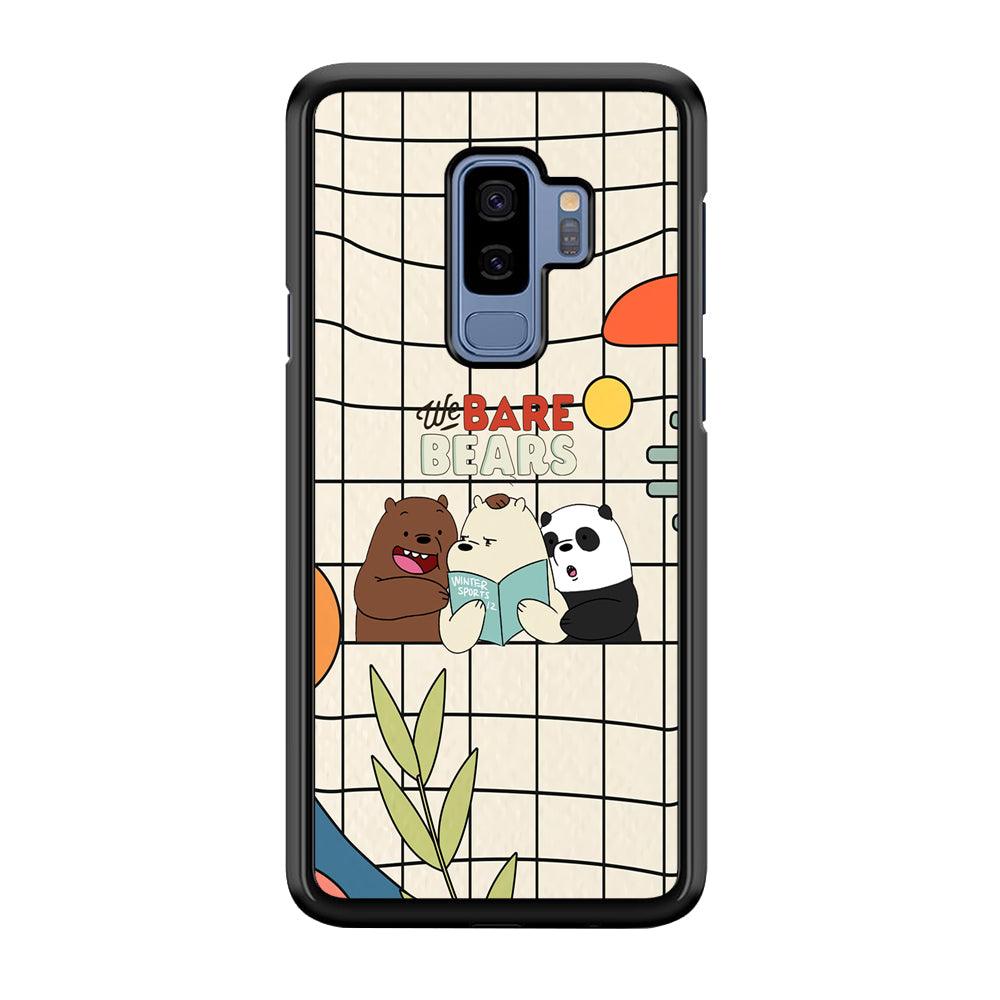 Bare Bears Reading a Book Samsung Galaxy S9 Plus Case-Rubber Black (2D Case)-Oxvistore