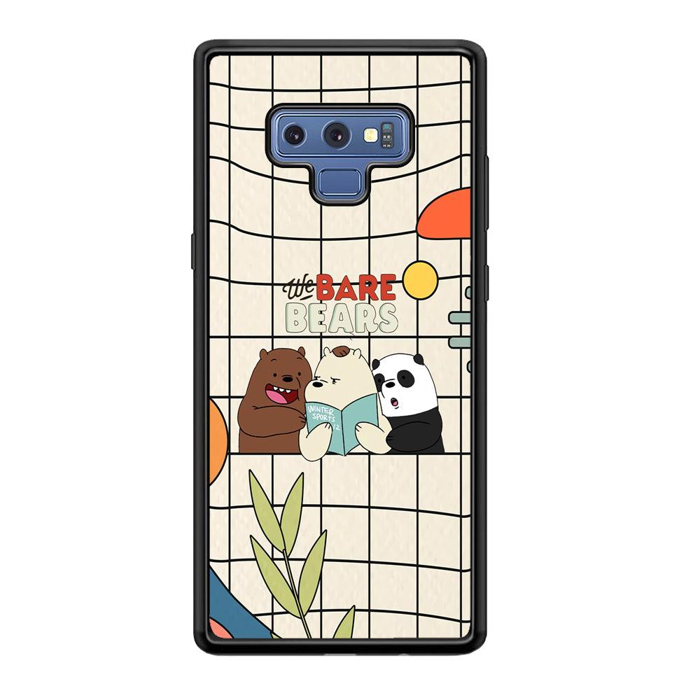 Bare Bears Reading a Book Samsung Galaxy Note 9 Case-Rubber Black (2D Case)-Oxvistore