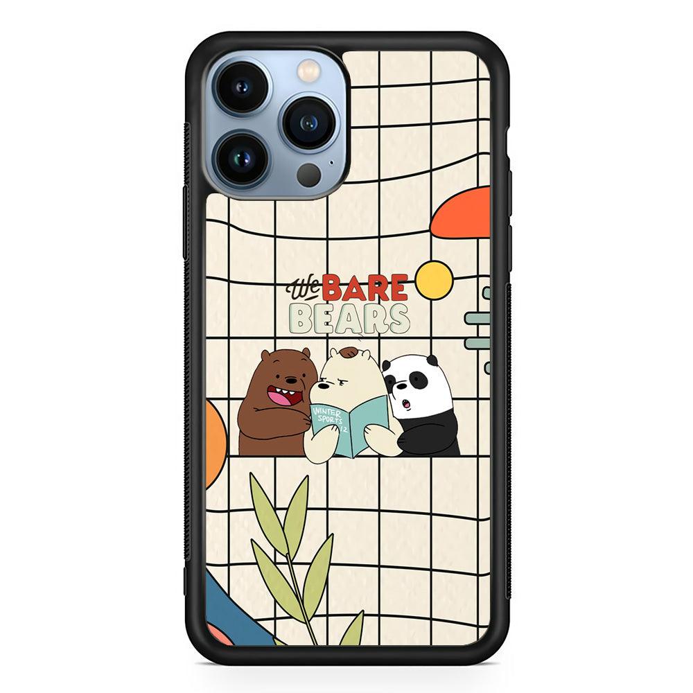 Bare Bears Reading a Book iPhone 14 Pro Max Case-Rubber Black (2D Case)-Oxvistore