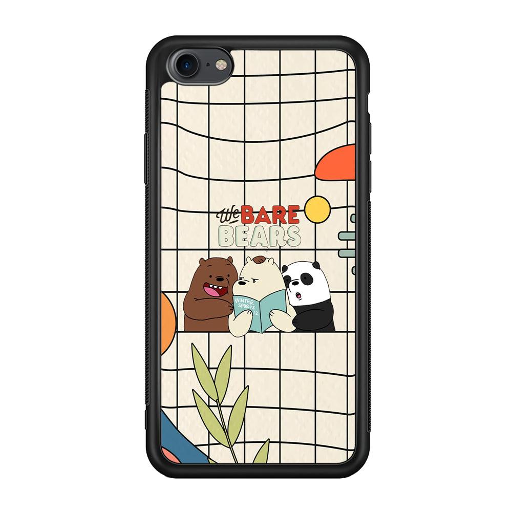 Bare Bears Reading a Book iPhone 7 Case-Rubber Black (2D Case)-Oxvistore