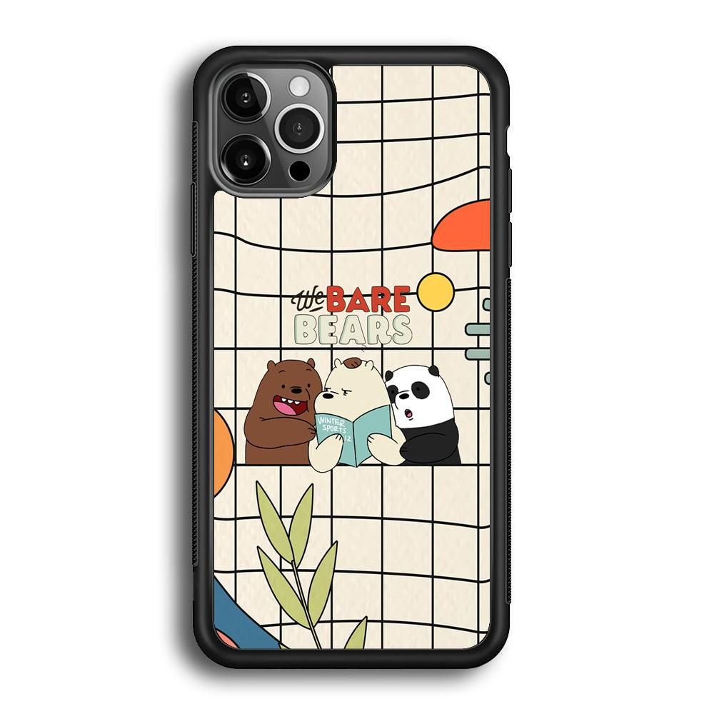 Bare Bears Reading a Book iPhone 12 Pro Max Case-Rubber Black (2D Case)-Oxvistore
