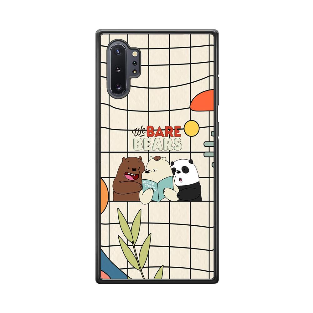Bare Bears Reading a Book Samsung Galaxy Note 10 Plus Case-Rubber Black (2D Case)-Oxvistore
