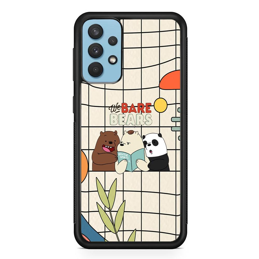 Bare Bears Reading a Book Samsung Galaxy A32 Case-Rubber Black (2D Case)-Oxvistore