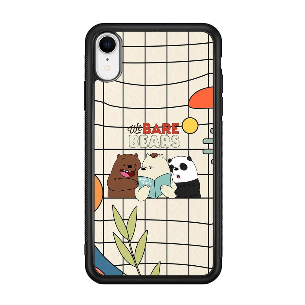 Bare Bears Reading a Book iPhone XR Case-Rubber Black (2D Case)-Oxvistore