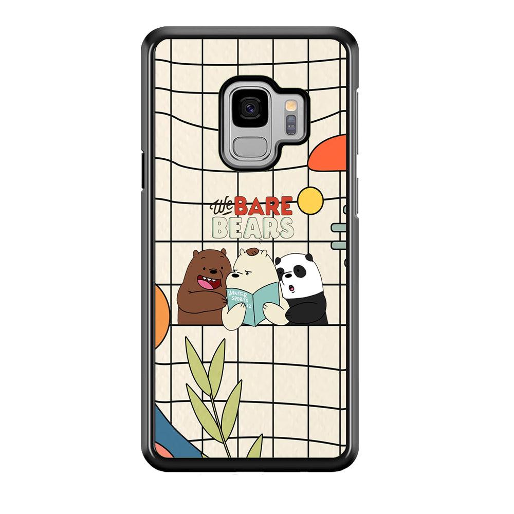 Bare Bears Reading a Book Samsung Galaxy S9 Case-Rubber Black (2D Case)-Oxvistore