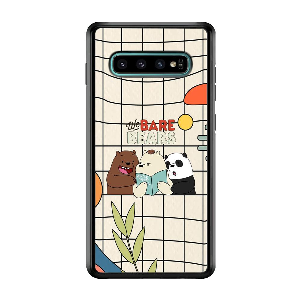 Bare Bears Reading a Book Samsung Galaxy S10 Case-Rubber Black (2D Case)-Oxvistore
