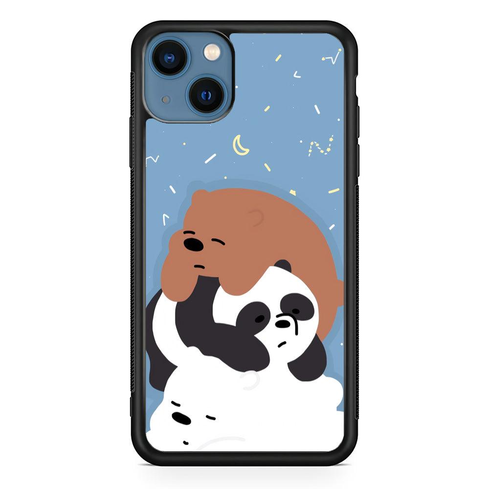 Bare Bears Tired and Feel Asleep iPhone 15 Case-Rubber Black (2D Case)-Oxvistore