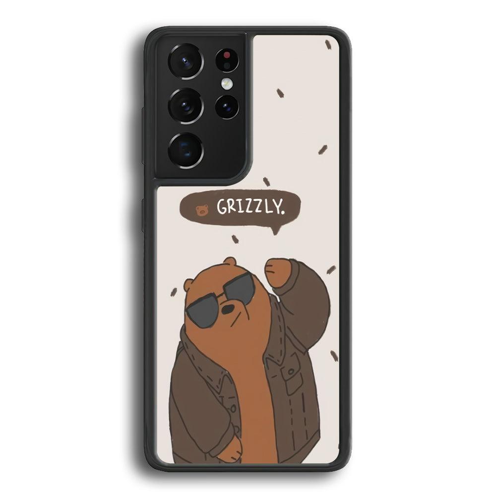 Bare Bears Grizzly Samsung Galaxy S21 Ultra Case-Rubber Black (2D Case)-Oxvistore