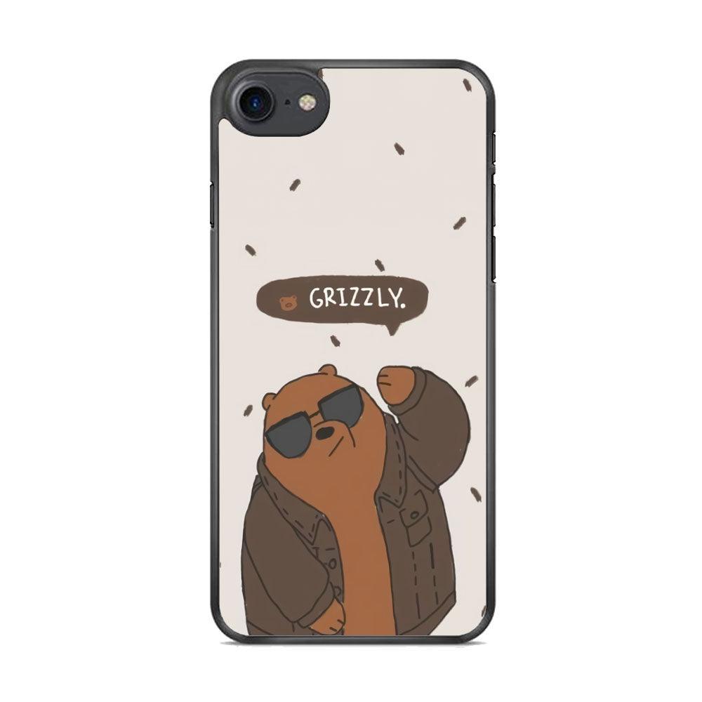 Bare Bears Grizzly iPhone 7 Case-Rubber Black (2D Case)-Oxvistore