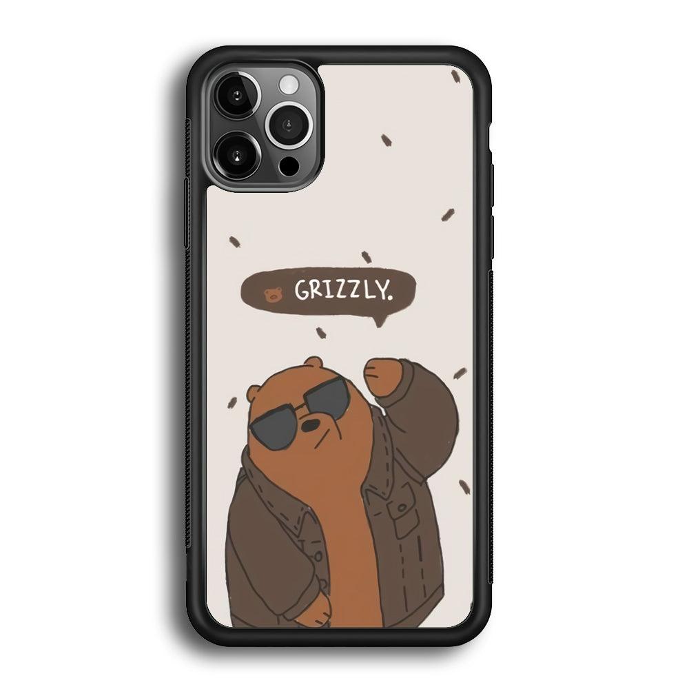Bare Bears Grizzly iPhone 12 Pro Case-Rubber White (2D Case)-Oxvistore
