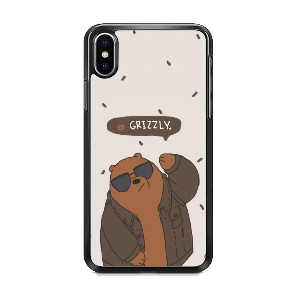 Bare Bears Grizzly iPhone X Case-Rubber Black (2D Case)-Oxvistore