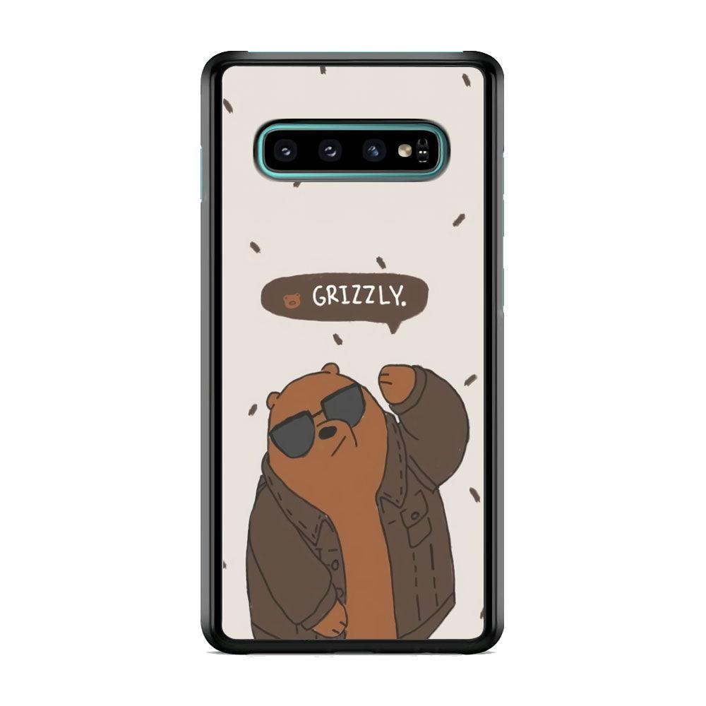 Bare Bears Grizzly Samsung Galaxy S10 Case-Rubber Black (2D Case)-Oxvistore