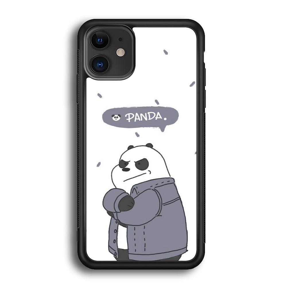 Bare Bears Panda iPhone 12 Case-Rubber Black (2D Case)-Oxvistore