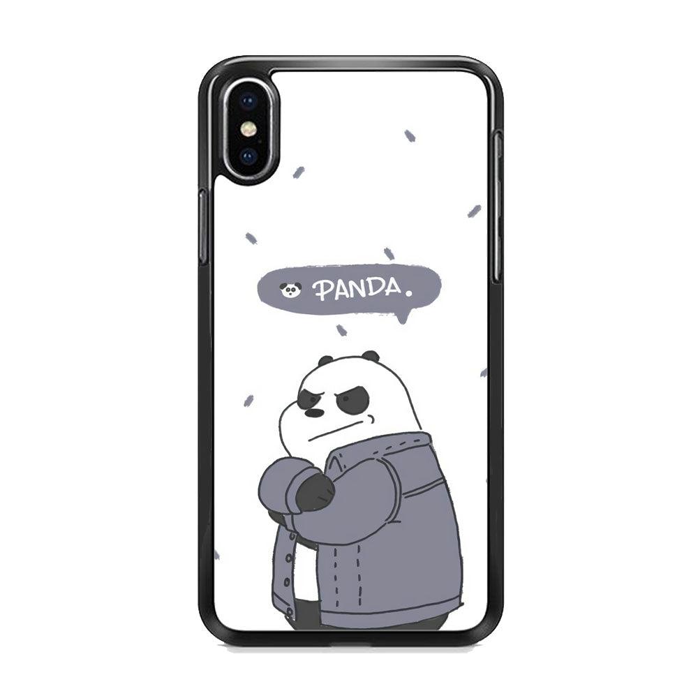Bare Bears Panda iPhone X Case-Rubber Black (2D Case)-Oxvistore