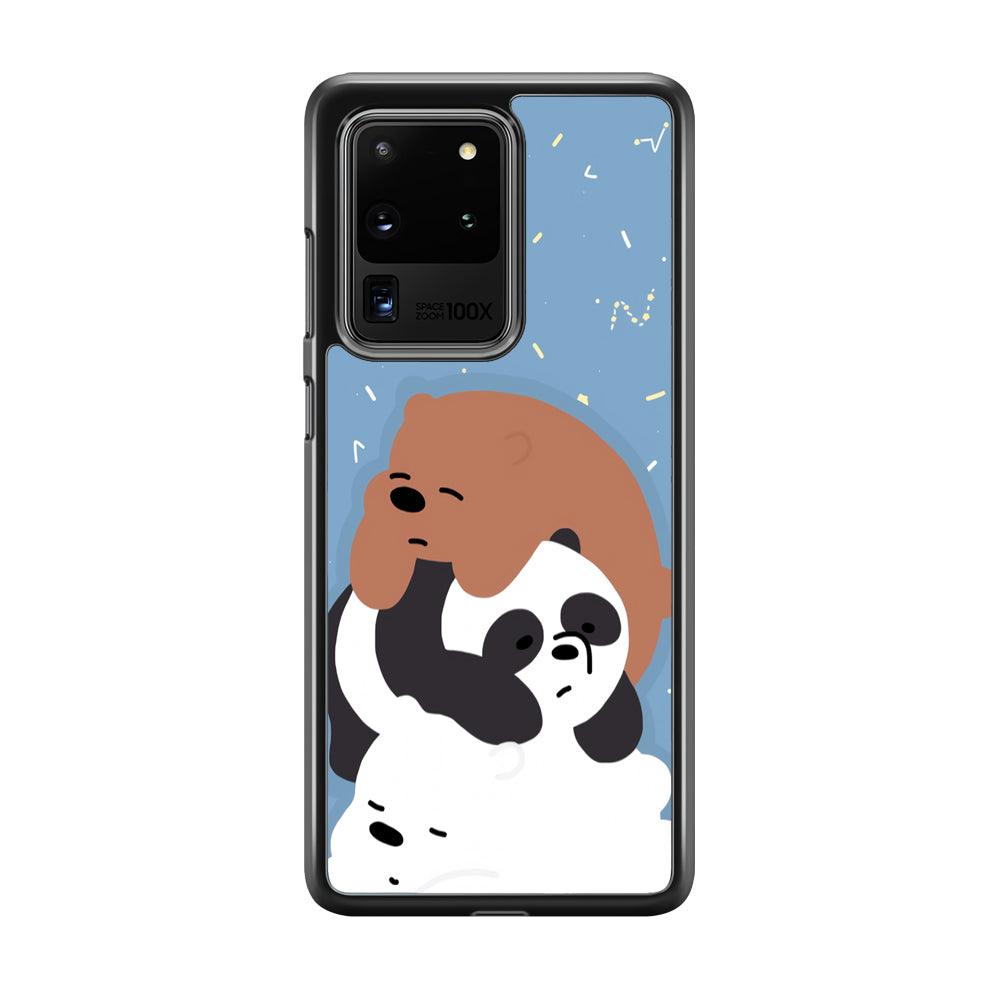 Bare Bears Tired and Feel Asleep Samsung Galaxy S20 Ultra Case-Rubber Black (2D Case)-Oxvistore