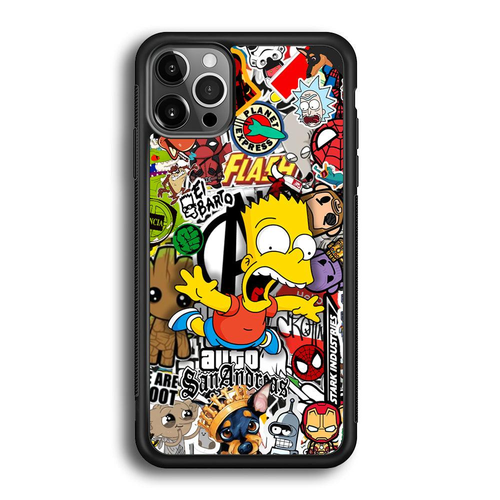 Bart Scream and Jumping iPhone 12 Pro Case-Rubber Black (2D Case)-Oxvistore