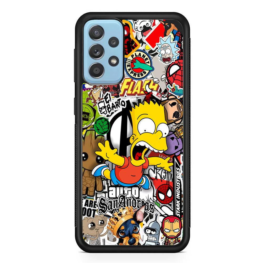 Bart Scream and Jumping Samsung Galaxy A72 Case-Rubber Black (2D Case)-Oxvistore