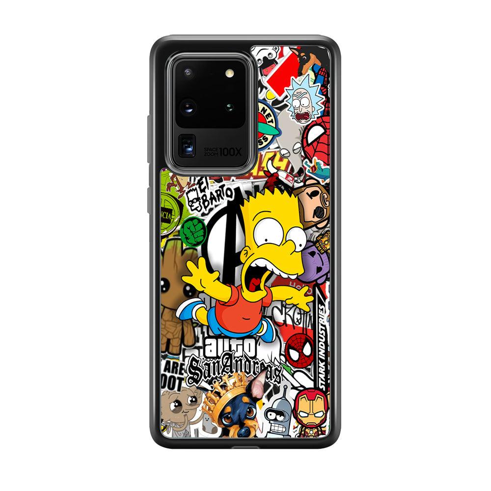Bart Scream and Jumping Samsung Galaxy S20 Ultra Case-Rubber Black (2D Case)-Oxvistore