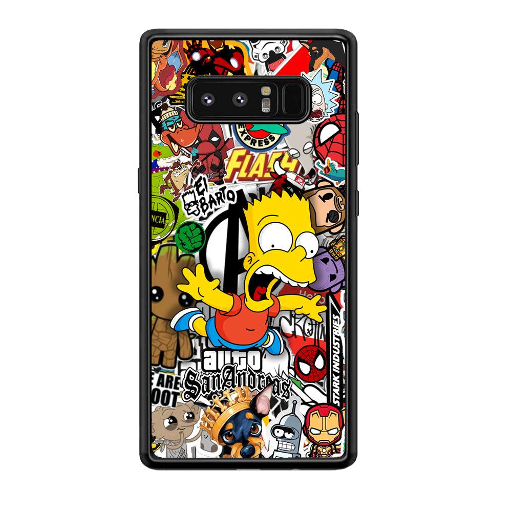 Bart Scream and Jumping Samsung Galaxy Note 8 Case-Rubber Black (2D Case)-Oxvistore