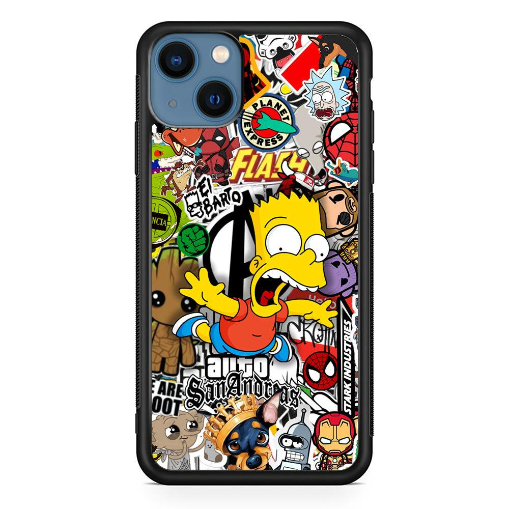 Bart Scream and Jumping iPhone 13 Case-Rubber Black (2D Case)-Oxvistore