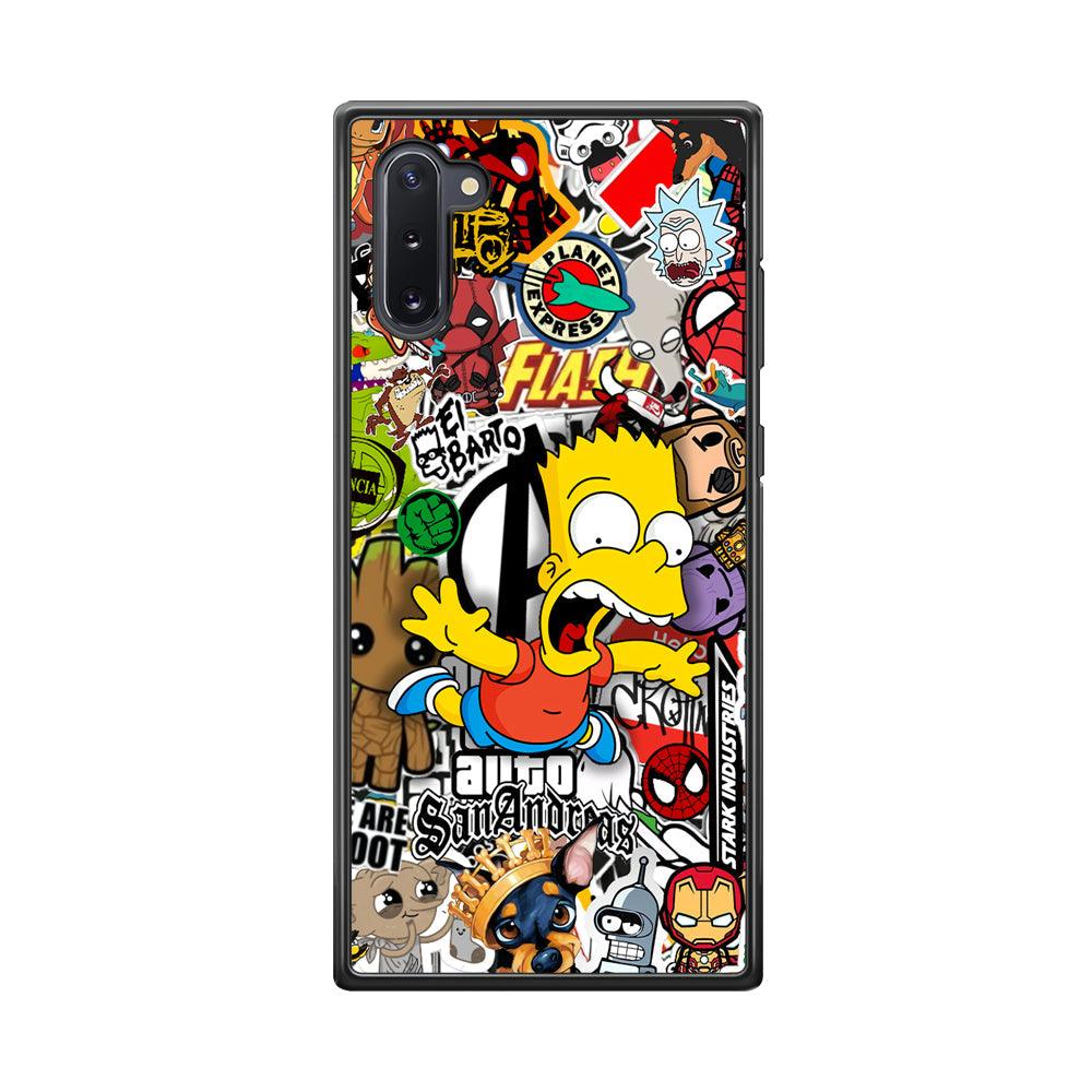 Bart Scream and Jumping Samsung Galaxy Note 10 Case-Rubber Black (2D Case)-Oxvistore