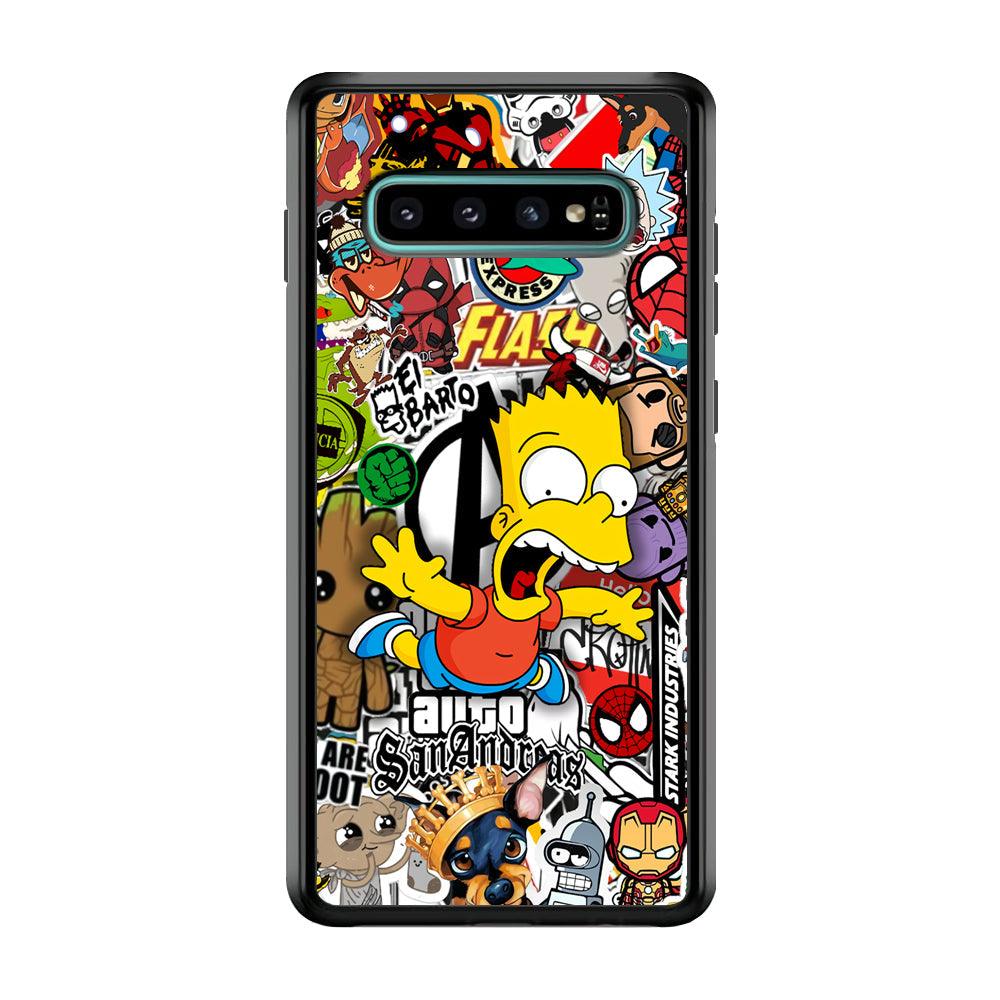 Bart Scream and Jumping Samsung Galaxy S10 Plus Case-Rubber Black (2D Case)-Oxvistore