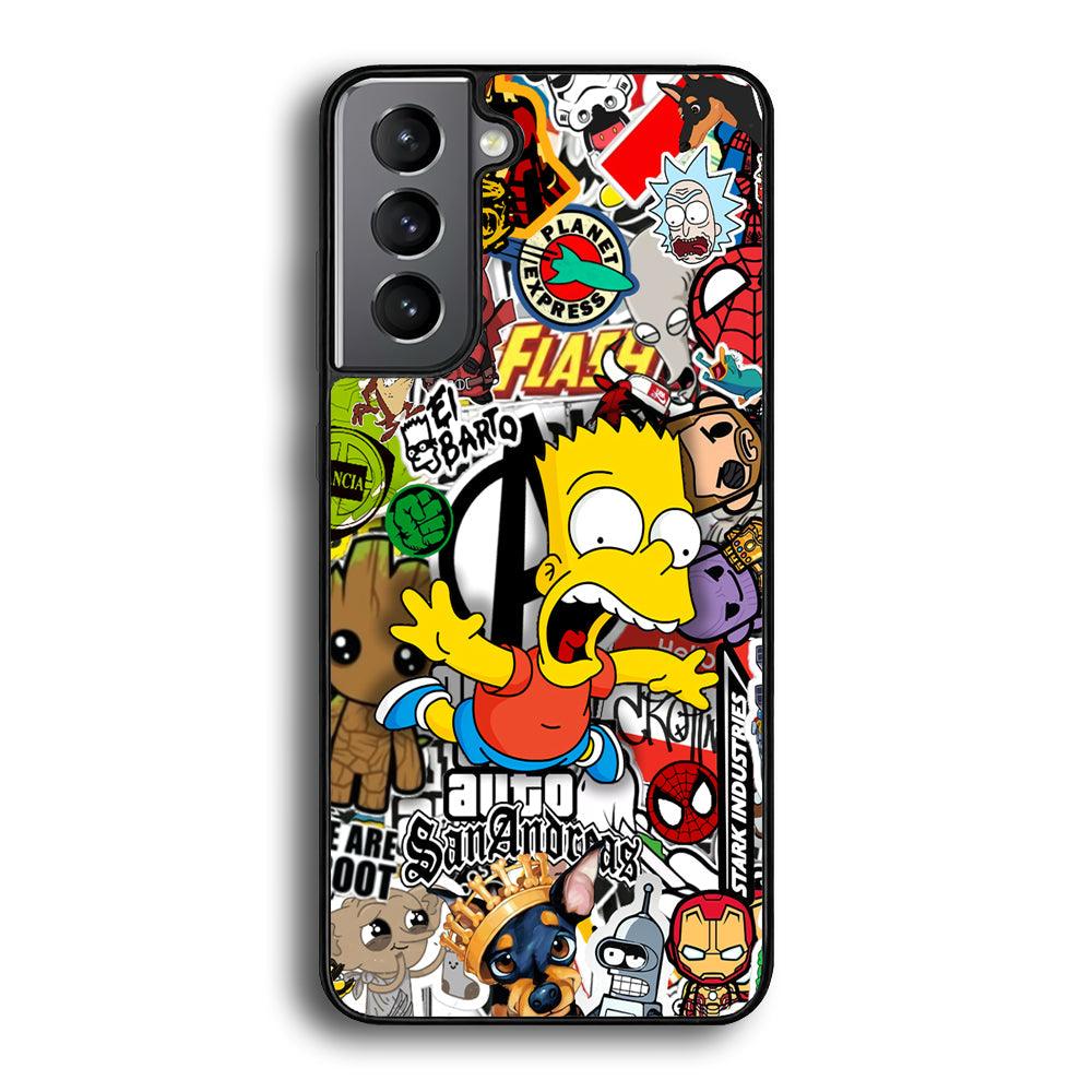 Bart Scream and Jumping Samsung Galaxy S21 Plus Case-Rubber Black (2D Case)-Oxvistore