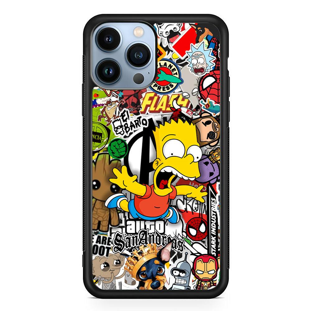 Bart Scream and Jumping iPhone 14 Pro Case-Rubber Black (2D Case)-Oxvistore