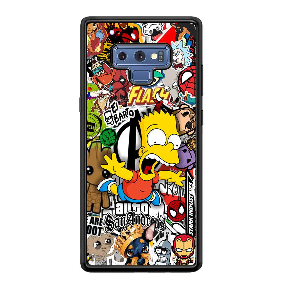 Bart Scream and Jumping Samsung Galaxy Note 9 Case-Rubber Black (2D Case)-Oxvistore