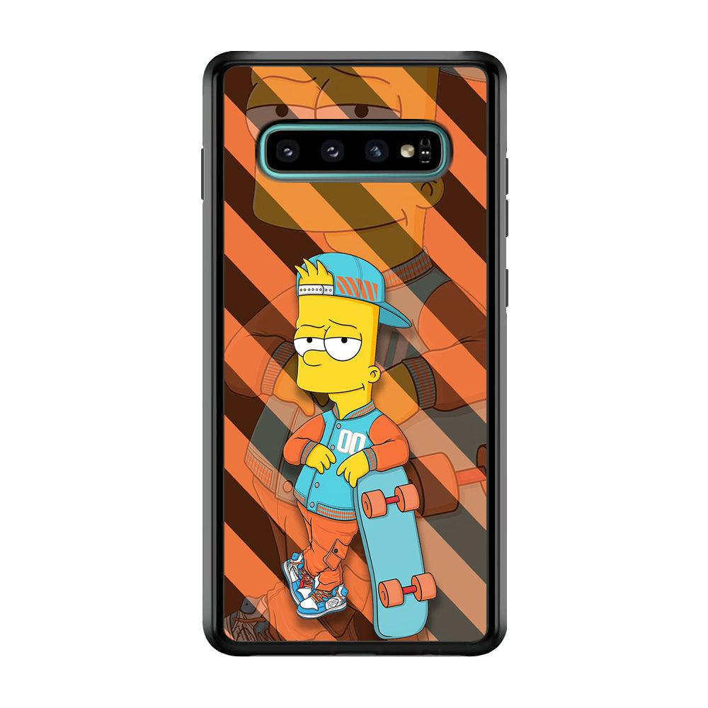 Bart Skater on Duty Samsung Galaxy S10 Case-Rubber Black (2D Case)-Oxvistore